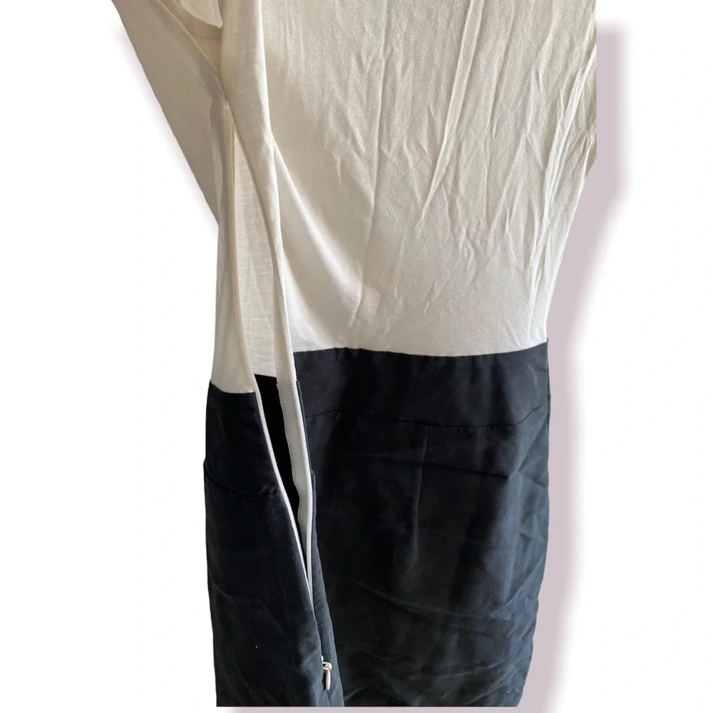 Loft black & white one-piece dress side zipper sleeveless - Picture 3 of 5